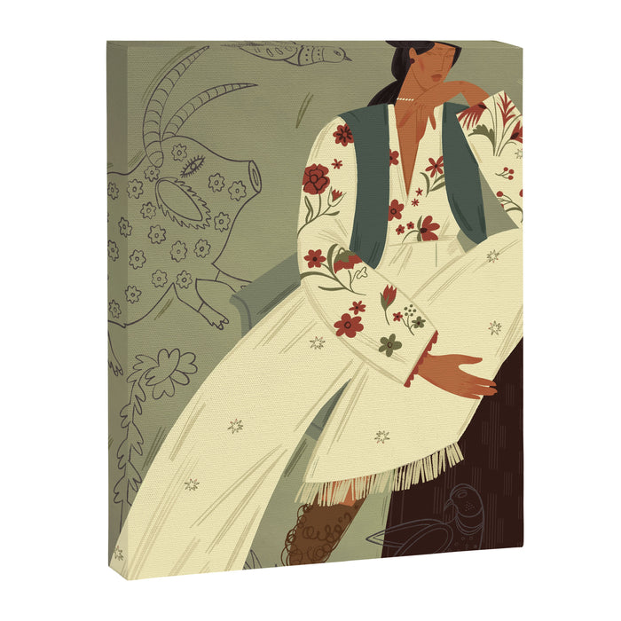 portrait of a woman in a flying costume with fantastic beasts Canvas Print Gallery Image 1