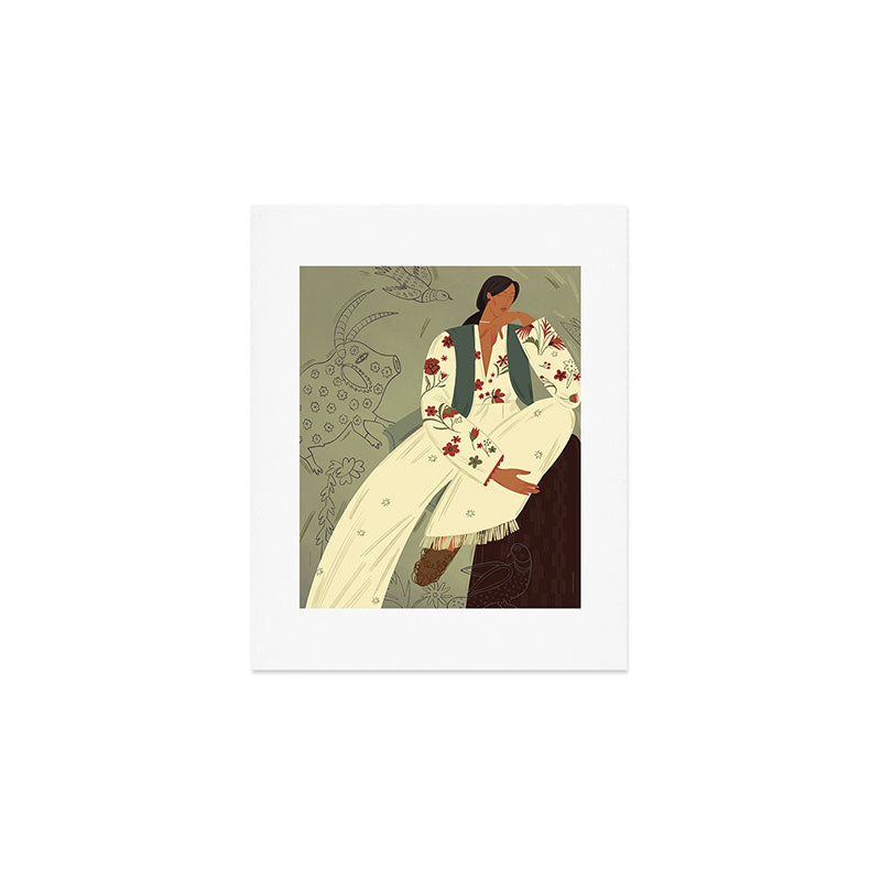 portrait of a woman in a flying costume with fantastic beasts Art Print Gallery Image 1