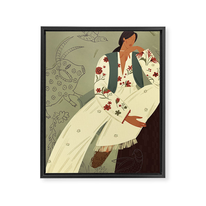 portrait of a woman in a flying costume with fantastic beasts Framed Canvas Print Gallery Image 6