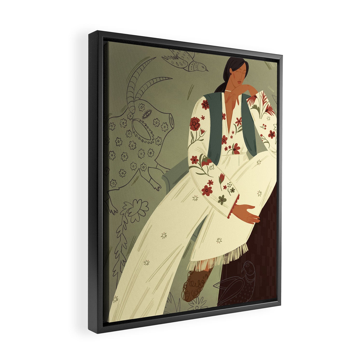 portrait of a woman in a flying costume with fantastic beasts Framed Canvas Print Gallery Image 2