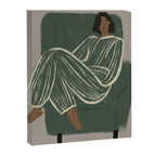  portrait of a woman in a striped suit and a green chair Canvas Print Gallery Image 6