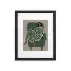  portrait of a woman in a striped suit and a green chair Framed Art Print Gallery Image 5