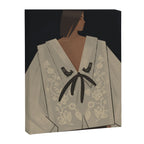  portrait of a woman in an embroidered shirt on a dark background Canvas Print Gallery Image 6