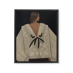  portrait of a woman in an embroidered shirt on a dark background Framed Canvas Print Gallery Image 6