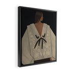  portrait of a woman in an embroidered shirt on a dark background Framed Canvas Print Gallery Image 2