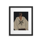 portrait of a woman in an embroidered shirt on a dark background Framed Art Print Gallery Image 5