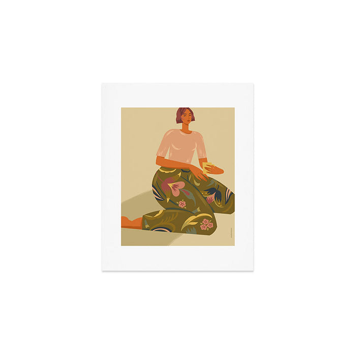 portrait of a woman with cats in ethno-modern style Art Print Gallery Image 1