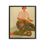 portrait of a woman with cats in ethno-modern style Framed Canvas Print Gallery Image 6