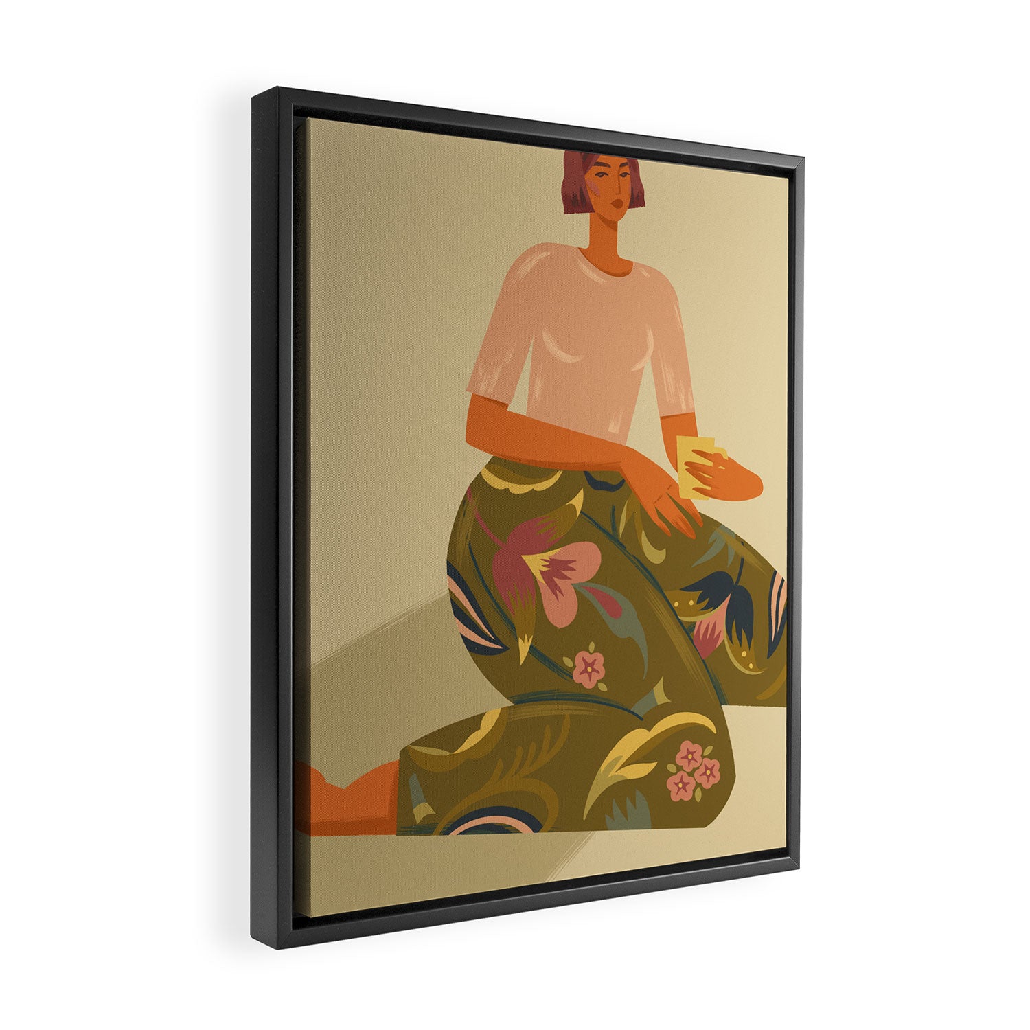portrait of a woman with cats in ethno-modern style Framed Canvas Print Gallery Image 2