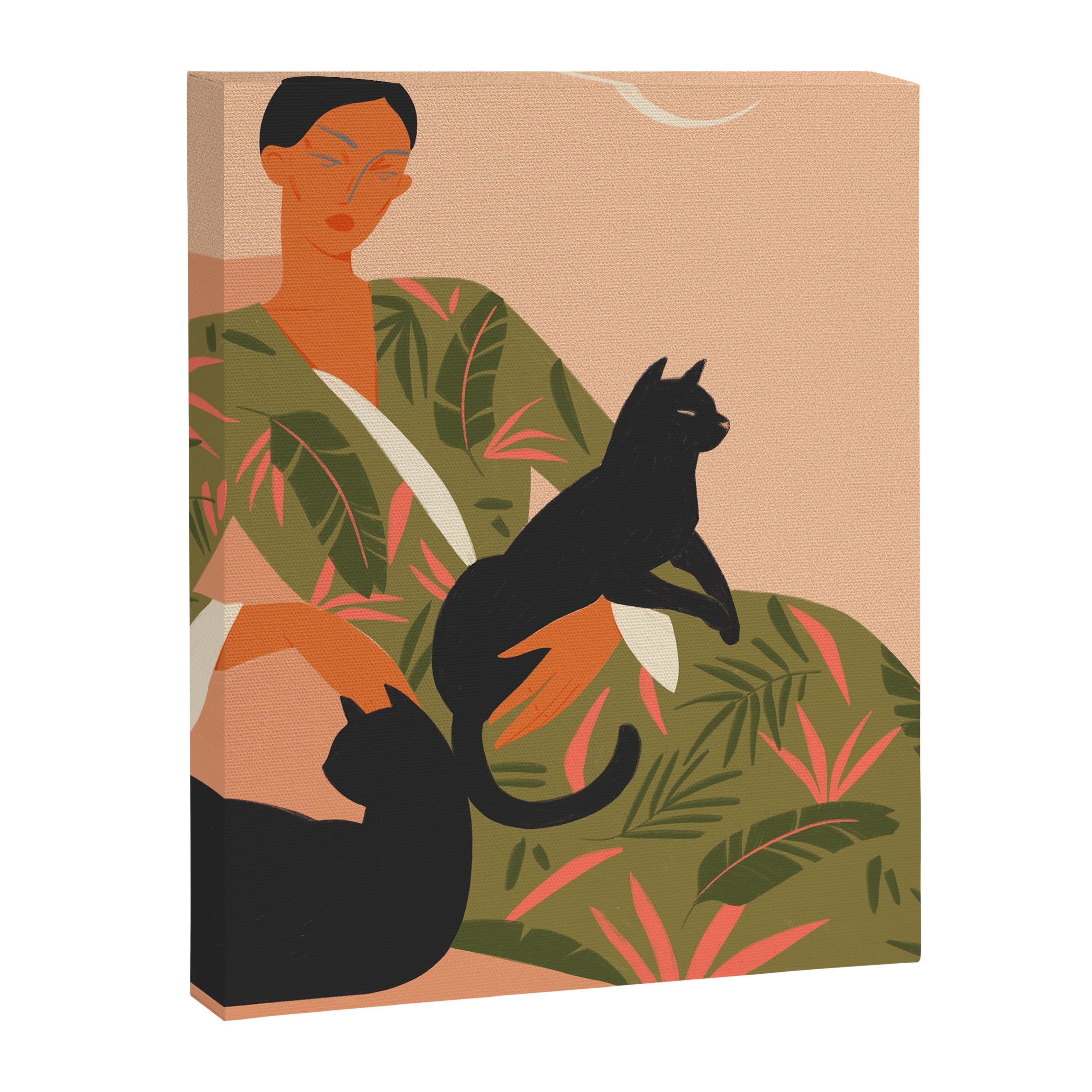 portrait of a woman with cats in ethno-modern style Canvas Print Gallery Image 8