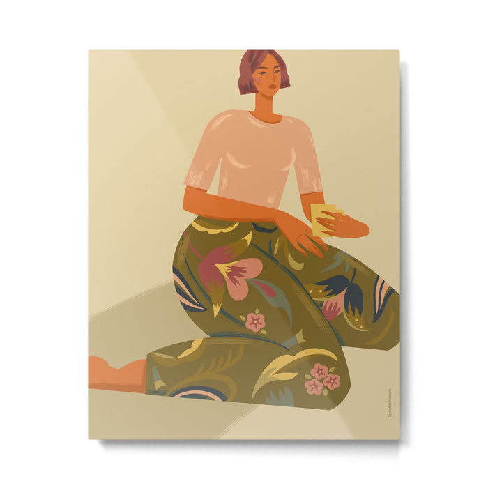 portrait of a woman with cats in ethno-modern style Metal Print Gallery Image 1