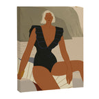  portrait of an elegant woman on the beach in a swimsuit Canvas Print Gallery Image 6
