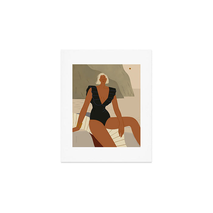  portrait of an elegant woman on the beach in a swimsuit Art Print Gallery Image 1