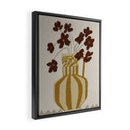 red flowers in a striped vase Framed Canvas Print Gallery Image 2
