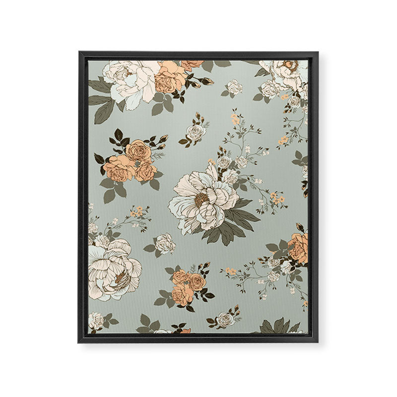 romantic pattern with lush peonies Framed Canvas Print Gallery Image 8