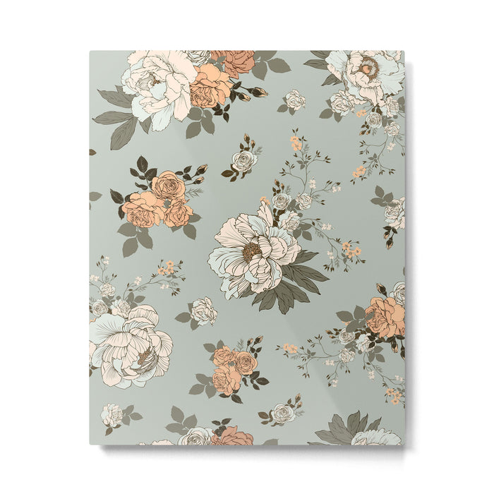 romantic pattern with lush peonies Metal Print Gallery Image 1