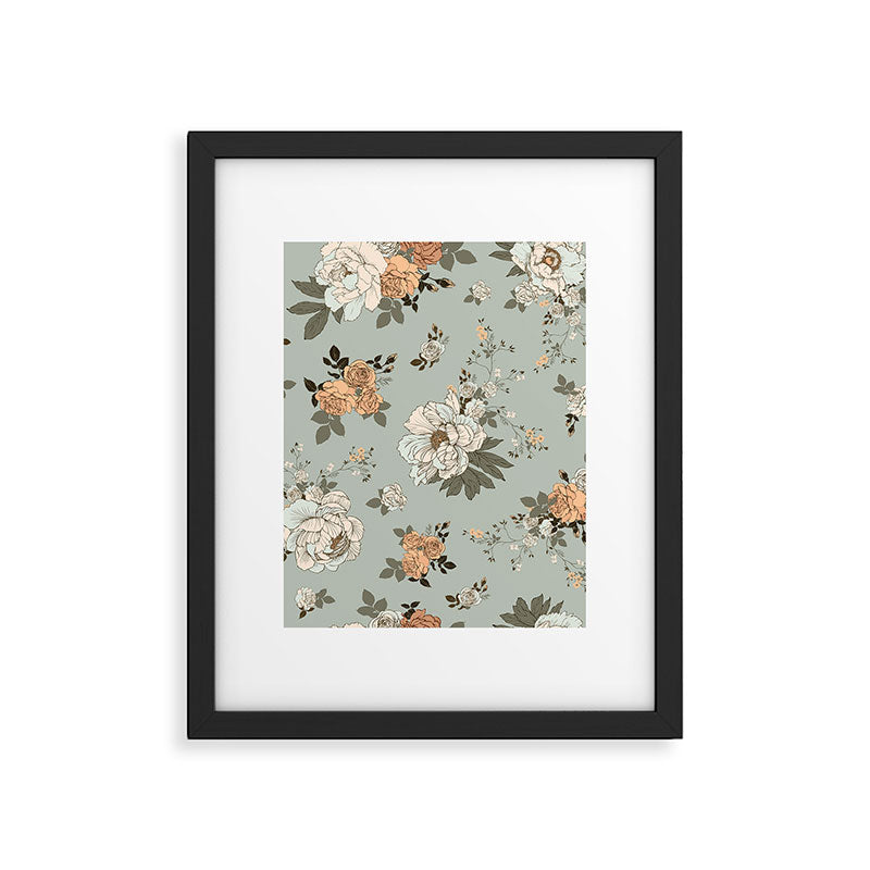 romantic pattern with lush peonies Framed Art Print Gallery Image 6
