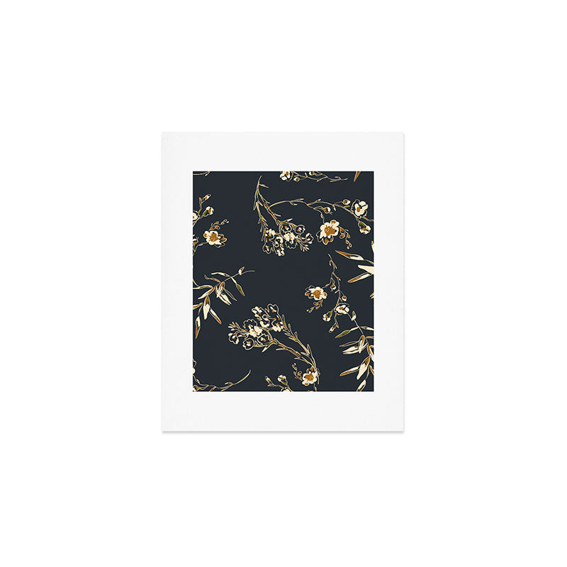  seamless floral pattern with flowers on a dark background Art Print Gallery Image 1