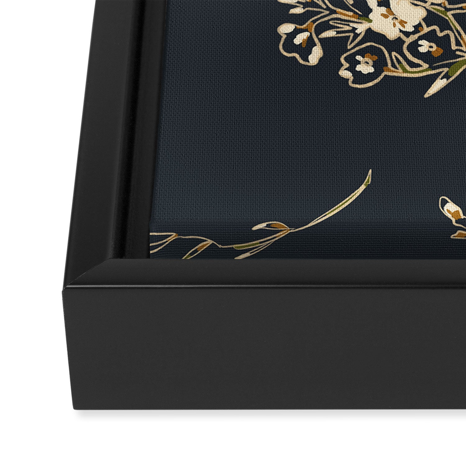  seamless floral pattern with flowers on a dark background Framed Canvas Print Gallery Image 3