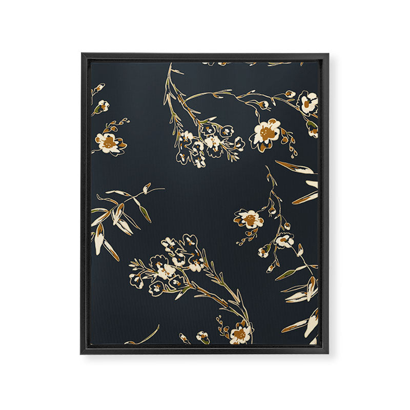  seamless floral pattern with flowers on a dark background Framed Canvas Print Gallery Image 8