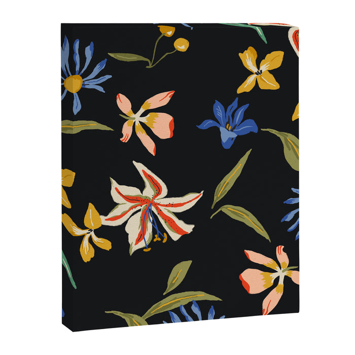  seamless floral pattern with flowers on a dark background Canvas Print Gallery Image 1