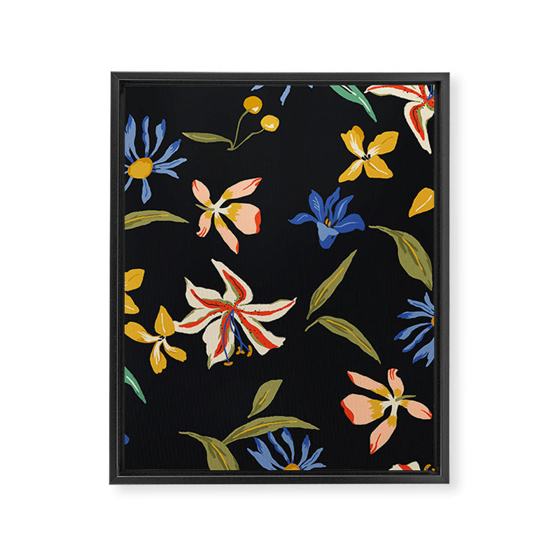  seamless floral pattern with flowers on a dark background Framed Canvas Print Gallery Image 8