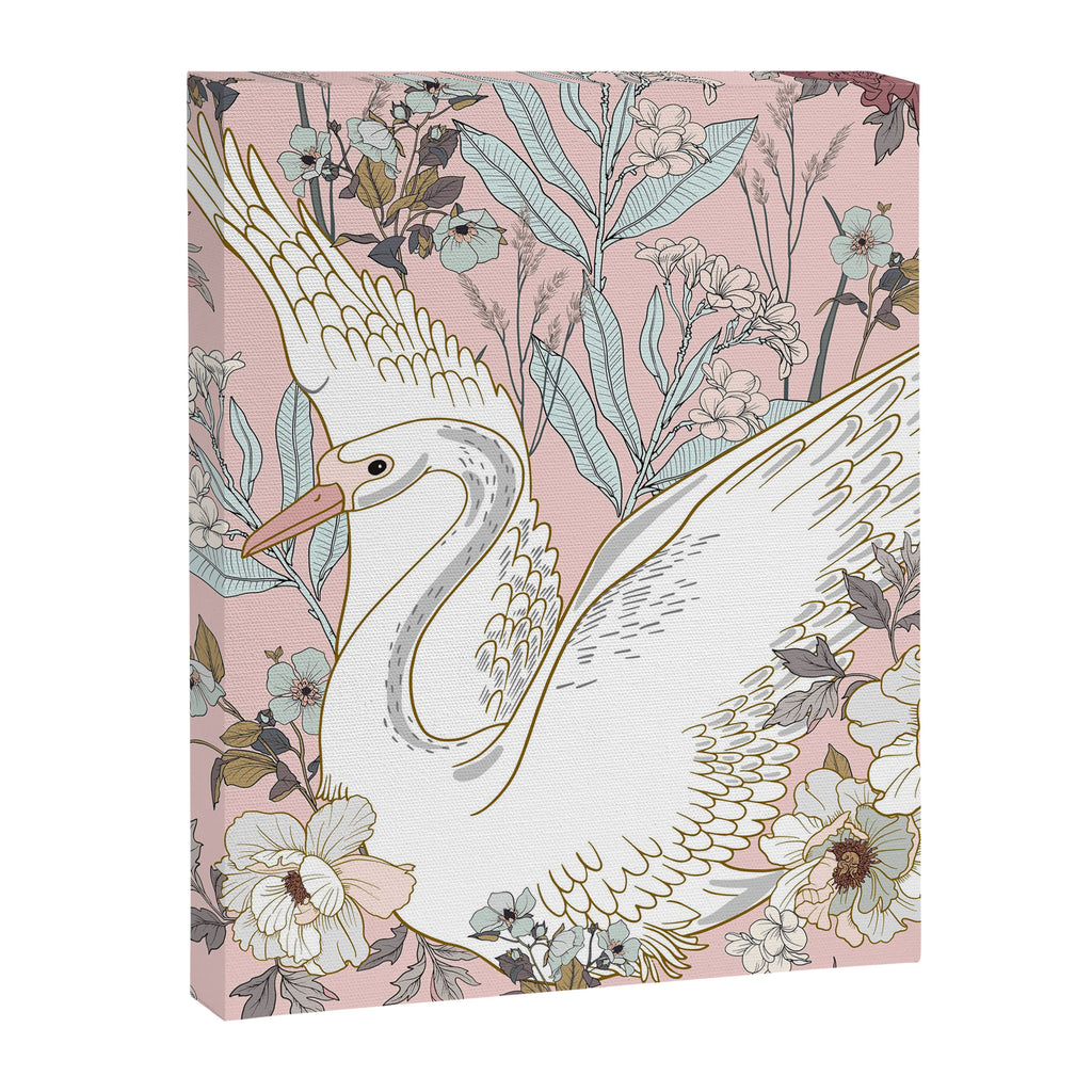 seamless floral pattern with white swan Canvas Print Gallery Image 8