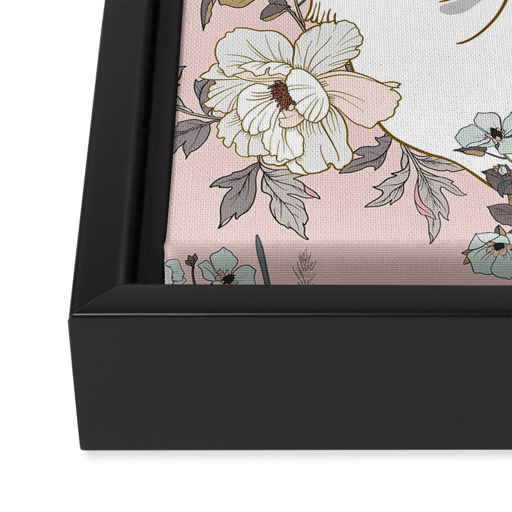 seamless floral pattern with white swan Framed Canvas Print Gallery Image 3