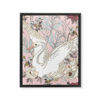 seamless floral pattern with white swan Framed Canvas Print Gallery Image 8