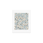 seamless pattern with daisies on a blue background Art Print Gallery Image 1