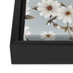 seamless pattern with daisies on a blue background Framed Canvas Print Gallery Image 3
