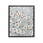seamless pattern with daisies on a blue background Framed Canvas Print Gallery Image 8