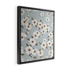 seamless pattern with daisies on a blue background Framed Canvas Print Gallery Image 2