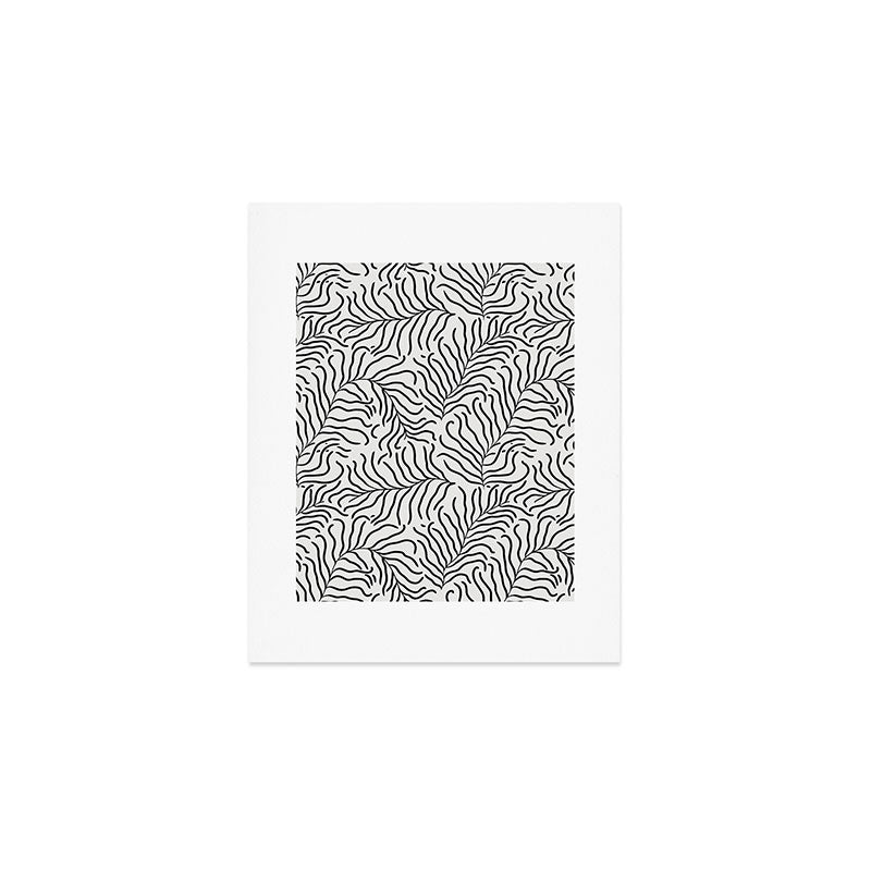 seamless pattern with graphic black leaves Art Print Gallery Image 1