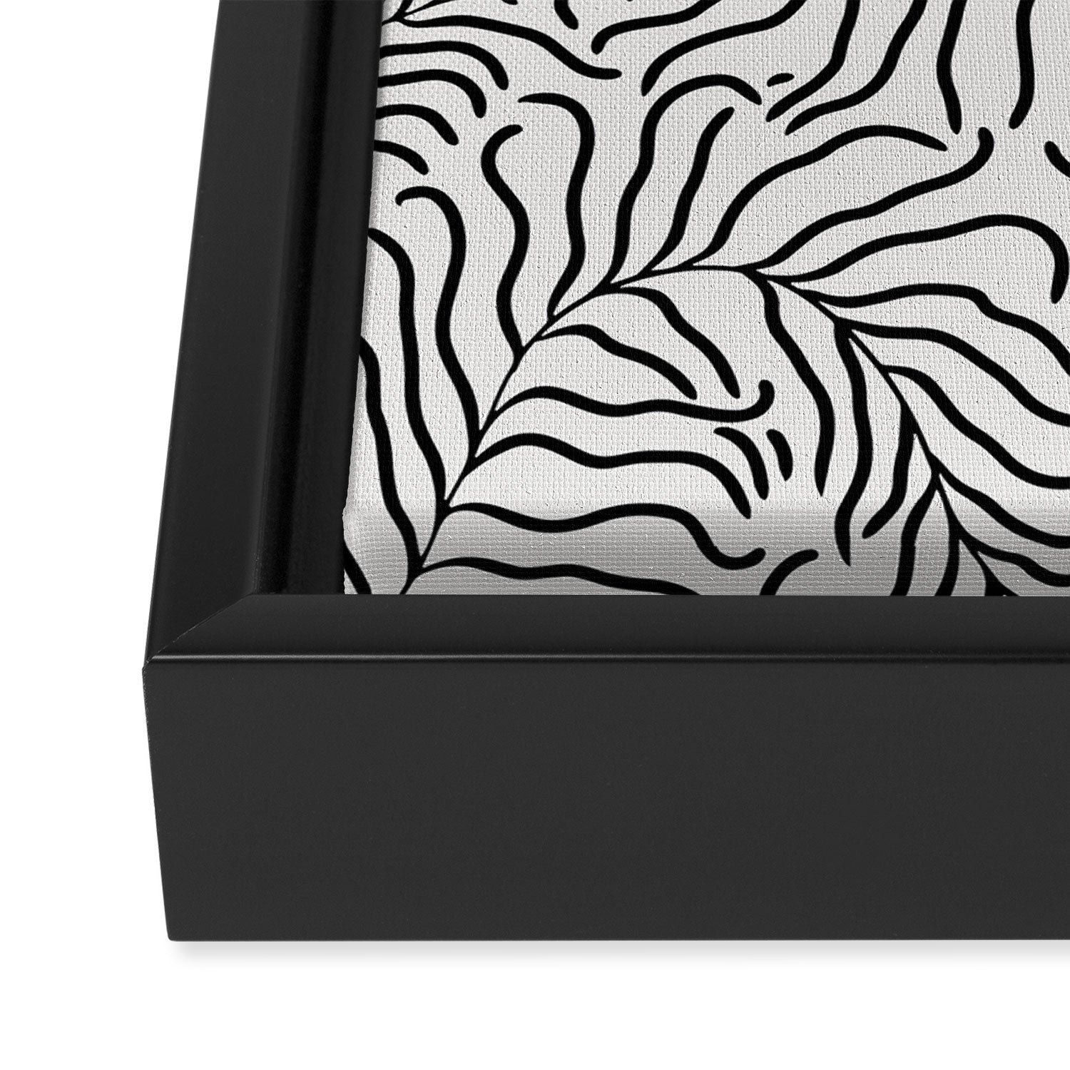 seamless pattern with graphic black leaves Framed Canvas Print Gallery Image 3
