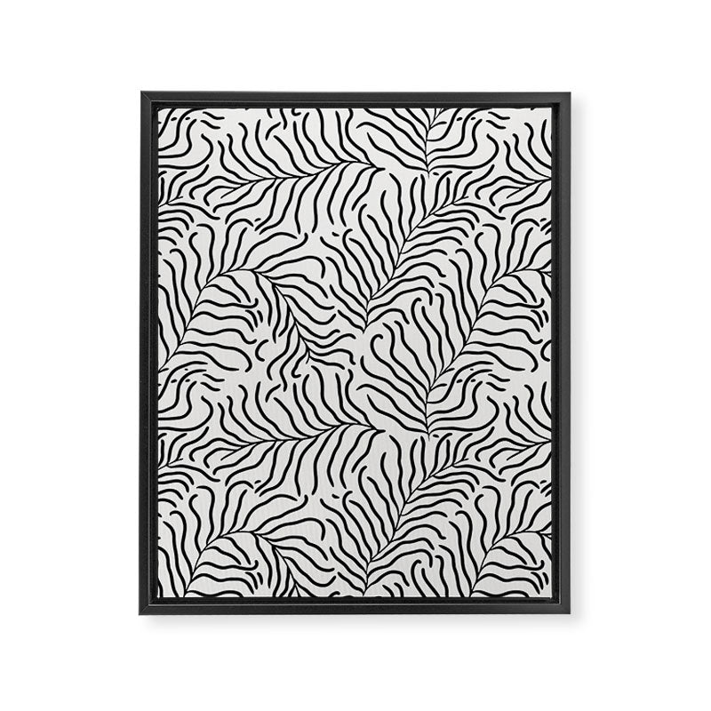 seamless pattern with graphic black leaves Framed Canvas Print Gallery Image 8