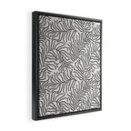seamless pattern with graphic black leaves Framed Canvas Print Gallery Image 2