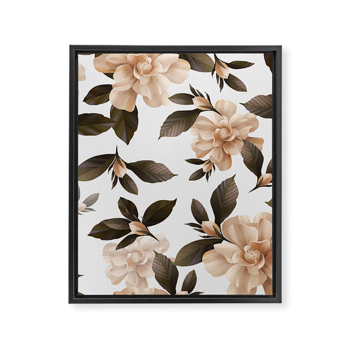 seamless pattern with graphic lush flowers Framed Canvas Print Gallery Image 1
