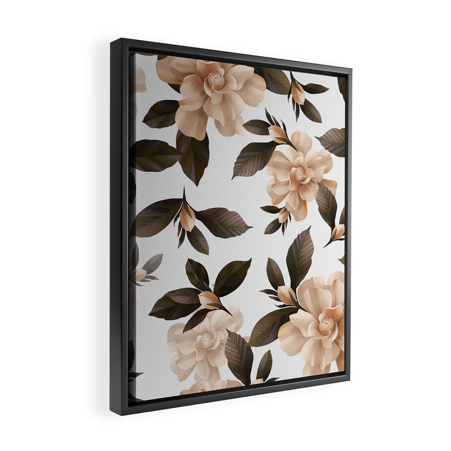 seamless pattern with graphic lush flowers Framed Canvas Print Gallery Image 2