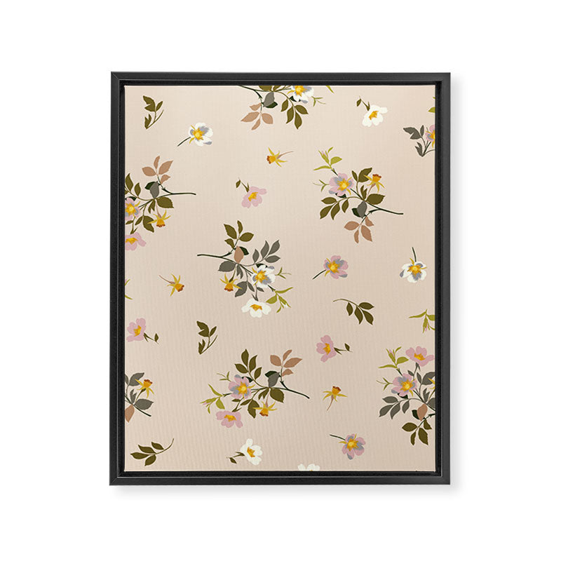 seamless pattern with rose hips on a pink background Framed Canvas Print Gallery Image 8