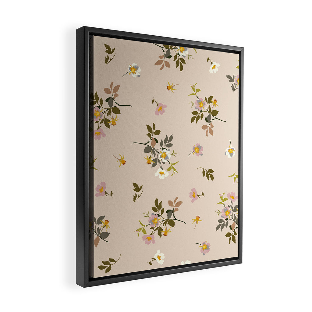 seamless pattern with rose hips on a pink background Framed Canvas Print Gallery Image 2
