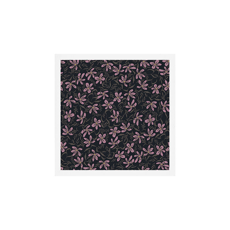 seamless pattern with small flowers on a black background Art Print Gallery Image 1