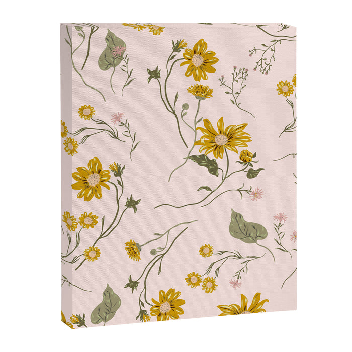 seamless pattern with small flowers on a pink background Canvas Print Gallery Image 1