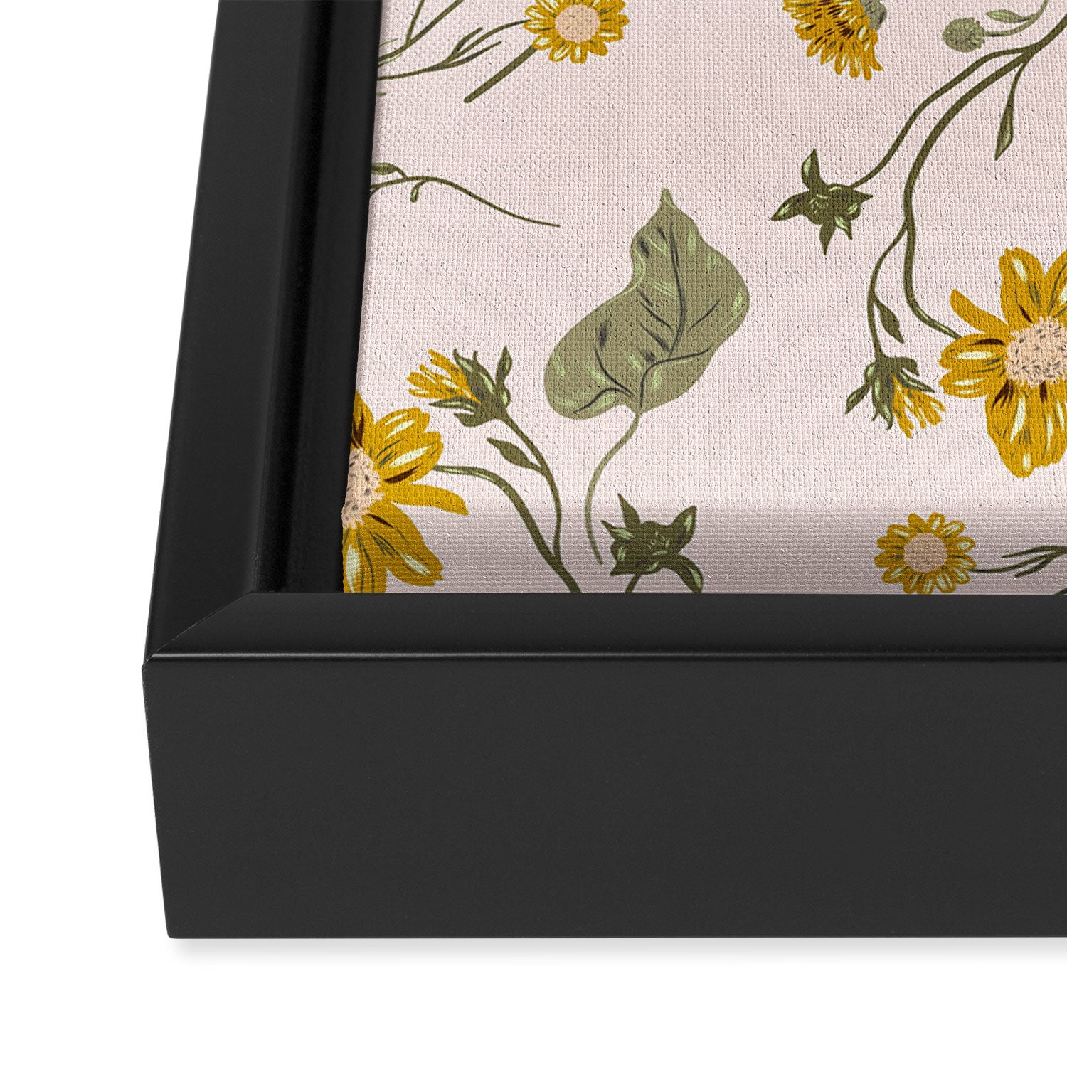 seamless pattern with small flowers on a pink background Framed Canvas Print Gallery Image 3