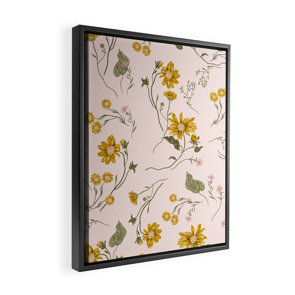 seamless pattern with small flowers on a pink background Framed Canvas Print Gallery Image 2
