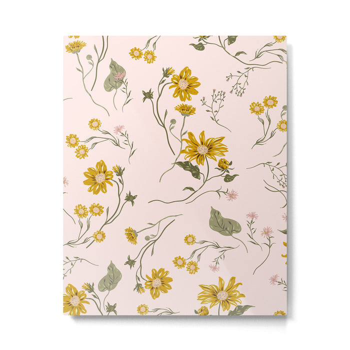 seamless pattern with small flowers on a pink background Metal Print Gallery Image 1