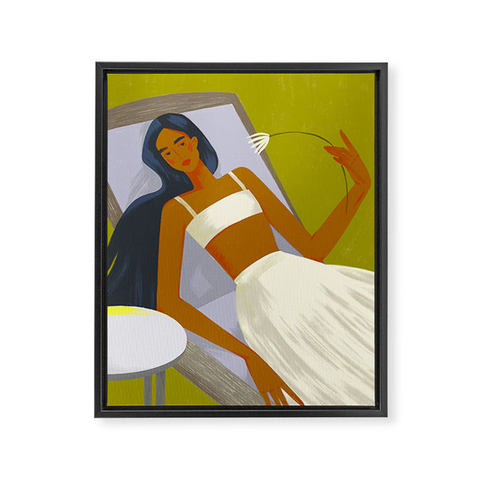 the girl is resting Framed Canvas Print Gallery Image 1