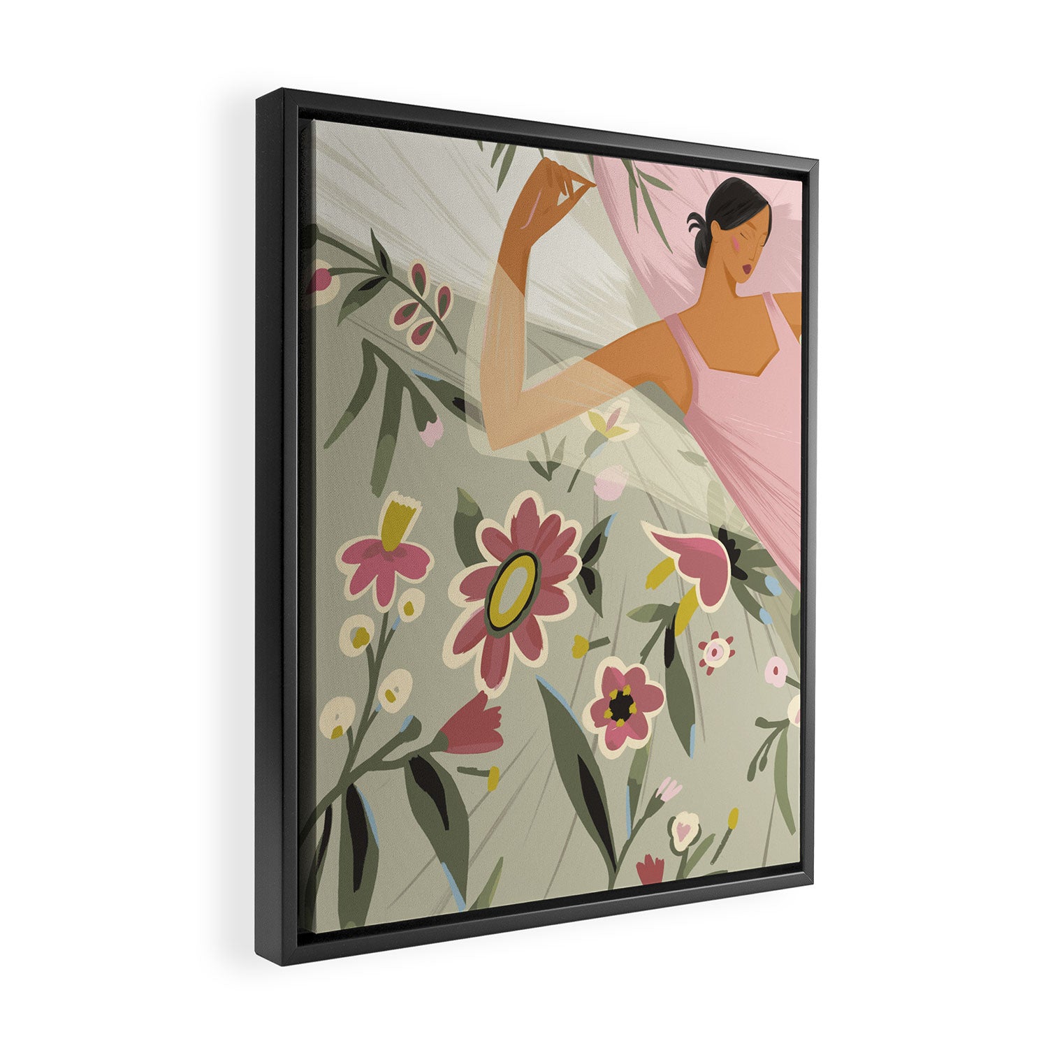 the girl is sleeping  Framed Canvas Print Gallery Image 2