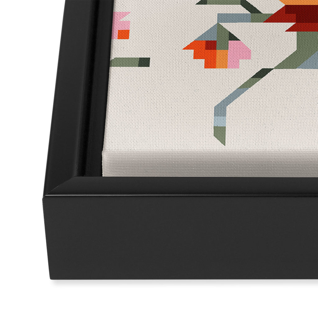 the image of stylized flowers in pixel technique or in embroidery technique Framed Canvas Print Gallery Image 3
