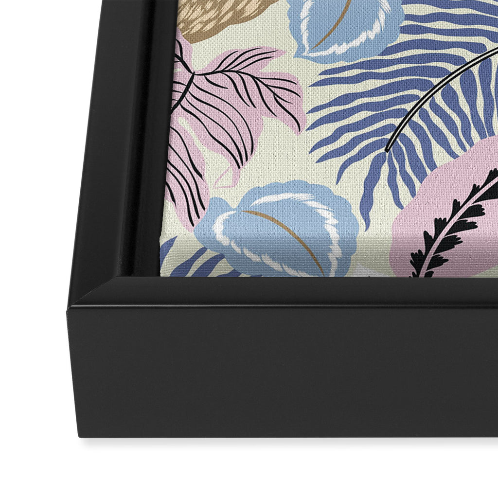tropical seamless pattern with black leopards Framed Canvas Print Gallery Image 3